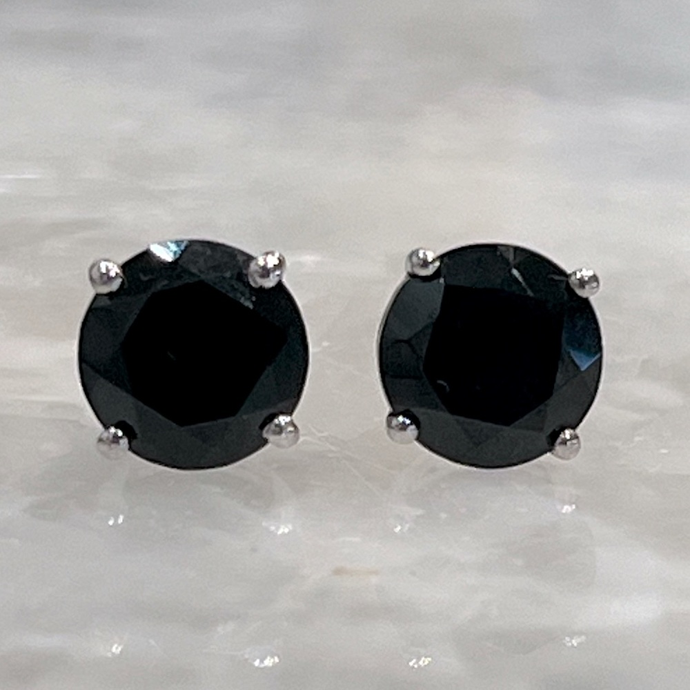 Thai Black Spinel Sterling Silver Stud Earrings